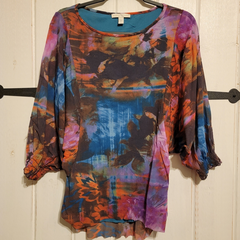 Weston Wear Womens Top Colorful Flowy Lightweight Y2K Size Large